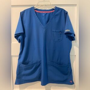 Med Coture Royal Blue Women’s V-Neck Scrub Top, Sz. L